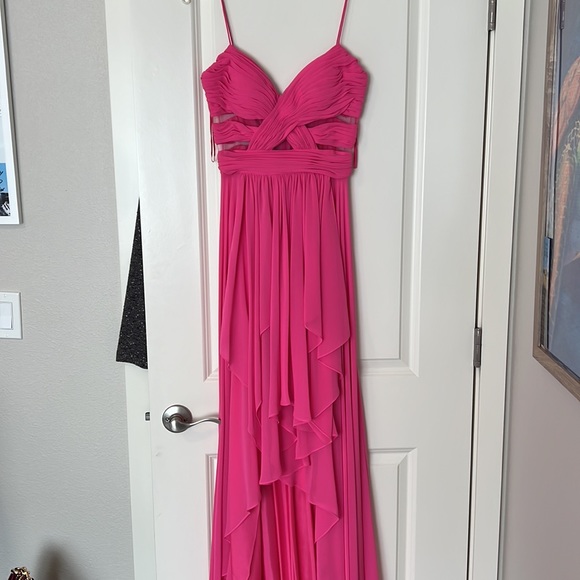 Pink cut out high low formal dress - Picture 2 of 13